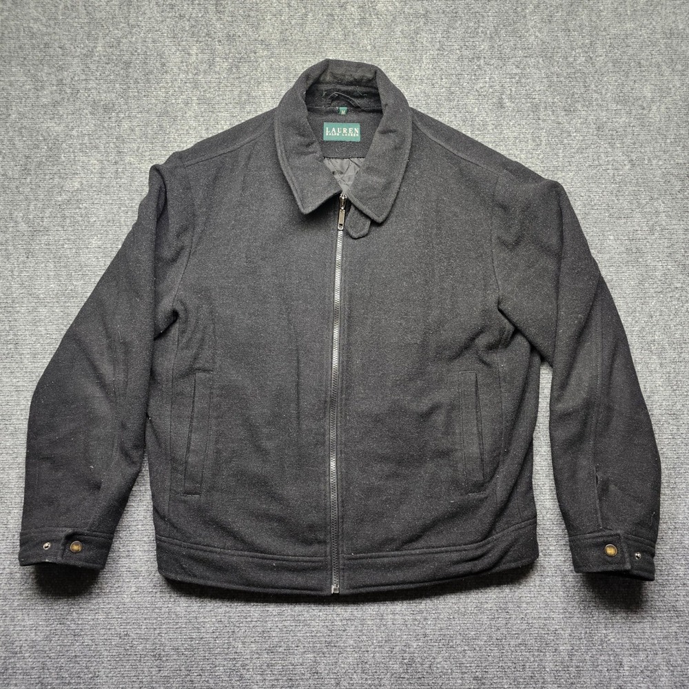 Lauren Ralph Lauren Mens Gray Wool Blend Quilted Lined Full Zip Jacket Size M